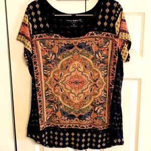 Lucky Brand, tee shirt Persian Graphic Top, size 1X, EUC